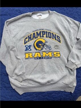 Gildan Gray Crewneck Sweatshirt with Yellow and Blue Rams Champions Graphic